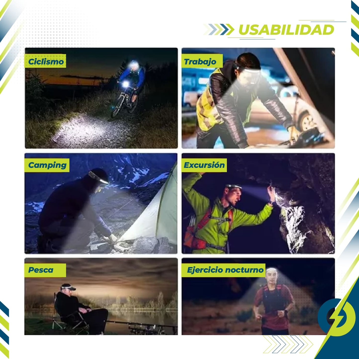 Othemo® Linterna frontal LED versátil 230°