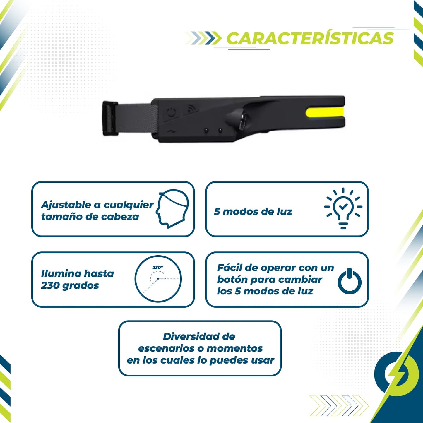 Othemo® Linterna frontal LED versátil 230°