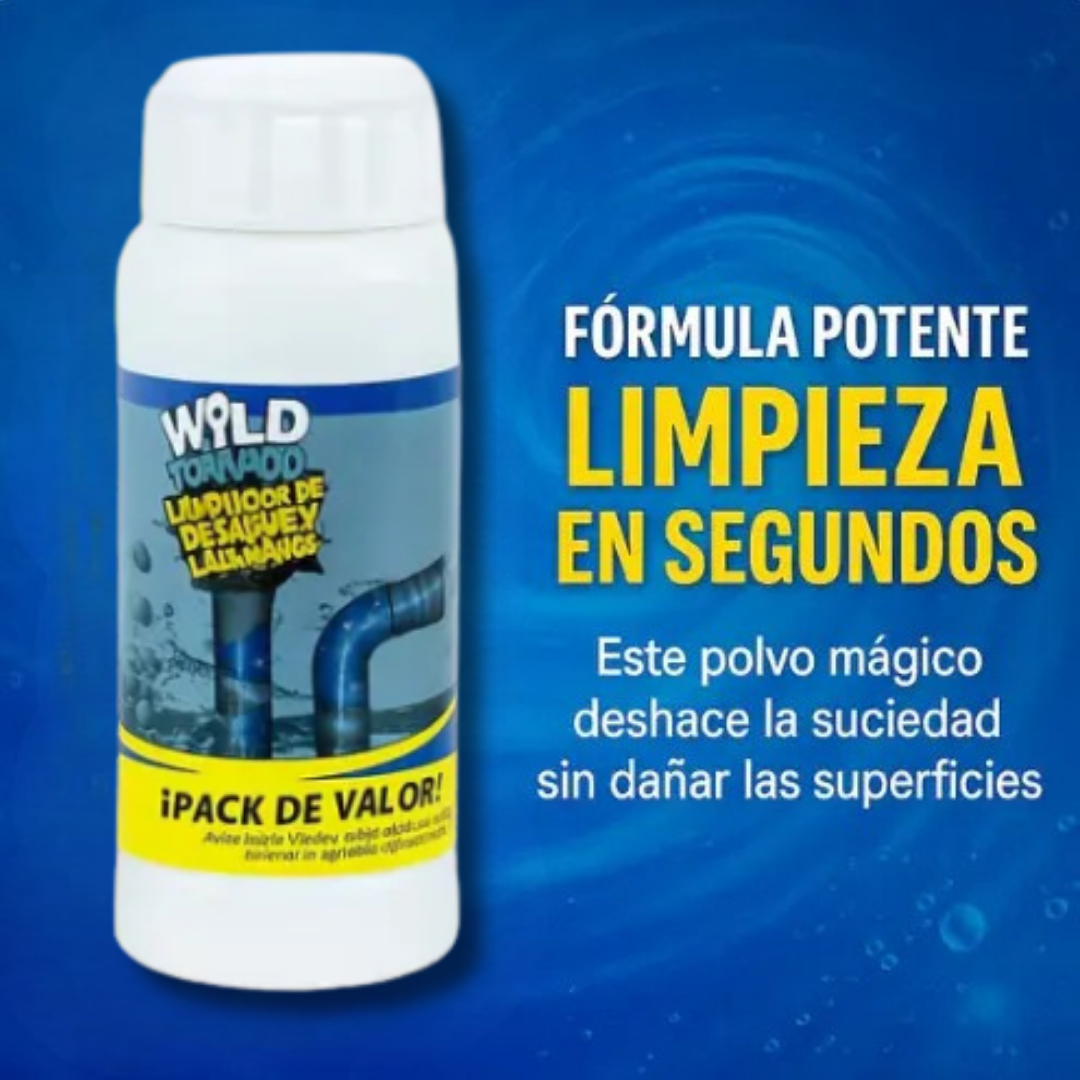 ¿Cansado del agua estancada y malos olores? Cañerías limpias en minutos, sin esfuerzo usando Wild Tornado ➡︎ Lleva 3 unidades de 250gr C/u