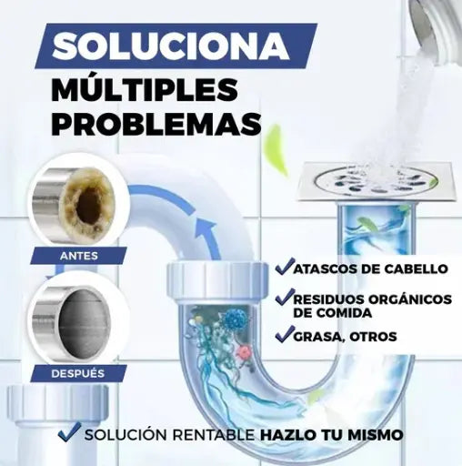 ¿Cansado del agua estancada y malos olores? Cañerías limpias en minutos, sin esfuerzo usando Wild Tornado ➡︎ Lleva 3 unidades de 250gr C/u
