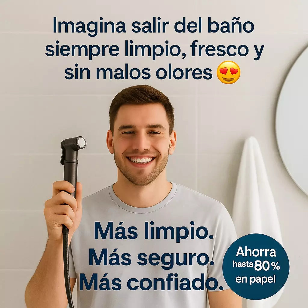 Bidet® Más limpio, más cómodo. Instálalo en minutos, ahorra agua y olvídate del papel para siempre.