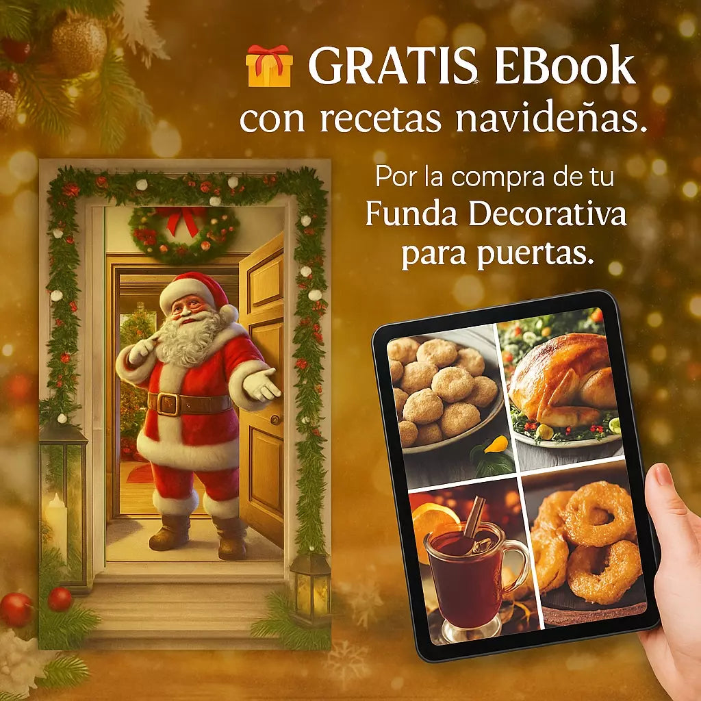 MerryDoor™ Funda puerta decorativa de navidad. Edición especial 2025 + Ebook de recetas navideñas🎄