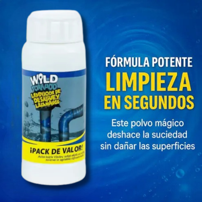 ¿Cansado del agua estancada y malos olores? Cañerías limpias en minutos, sin esfuerzo usando Wild Tornado ➡︎  Lleva 3 unidades de 250gr C/u