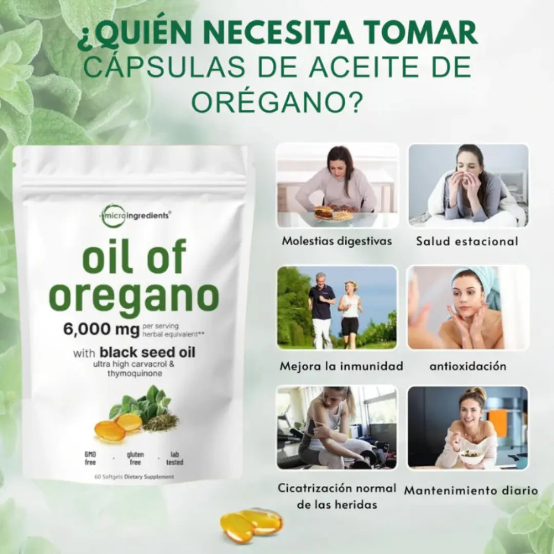 ¿Cansado de luchar contra infecciones que no desaparecen? Recupera tu bienestar y confianza con nuestras capsulas de Aceite de Orégano.